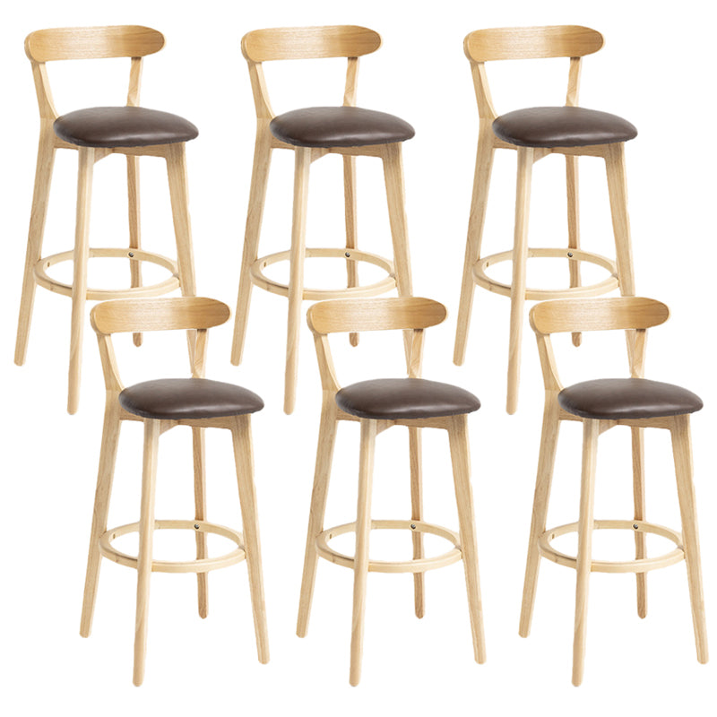 Scandinavian Rubberwood Home Stool Matte Finish Upholstered Bar Stools
