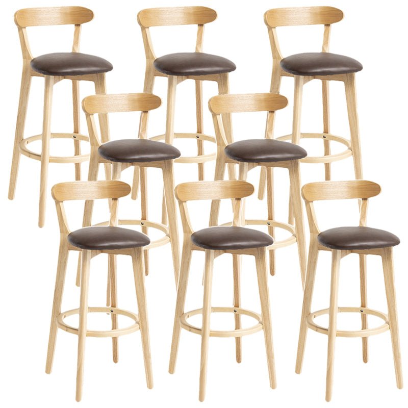 Scandinavian Rubberwood Home Stool Matte Finish Upholstered Bar Stools