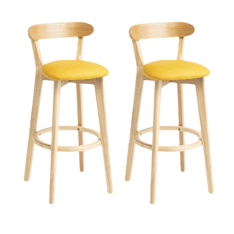 Scandinavian Rubberwood Home Stool Matte Finish Upholstered Bar Stools
