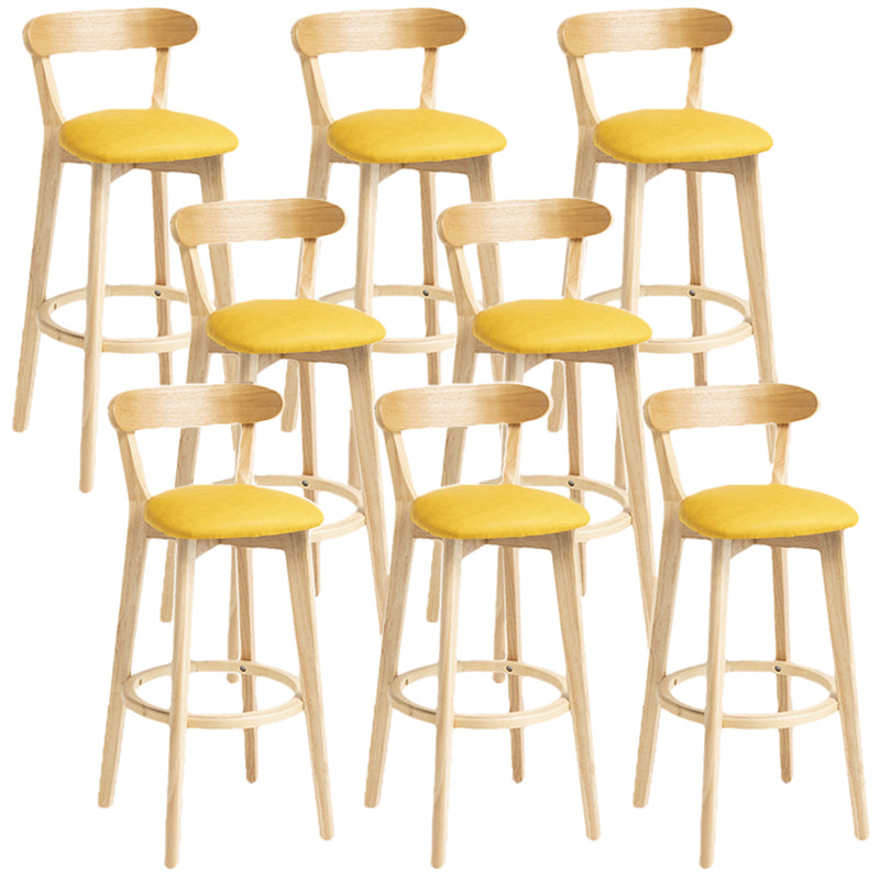 Scandinavian Rubberwood Home Stool Matte Finish Upholstered Bar Stools