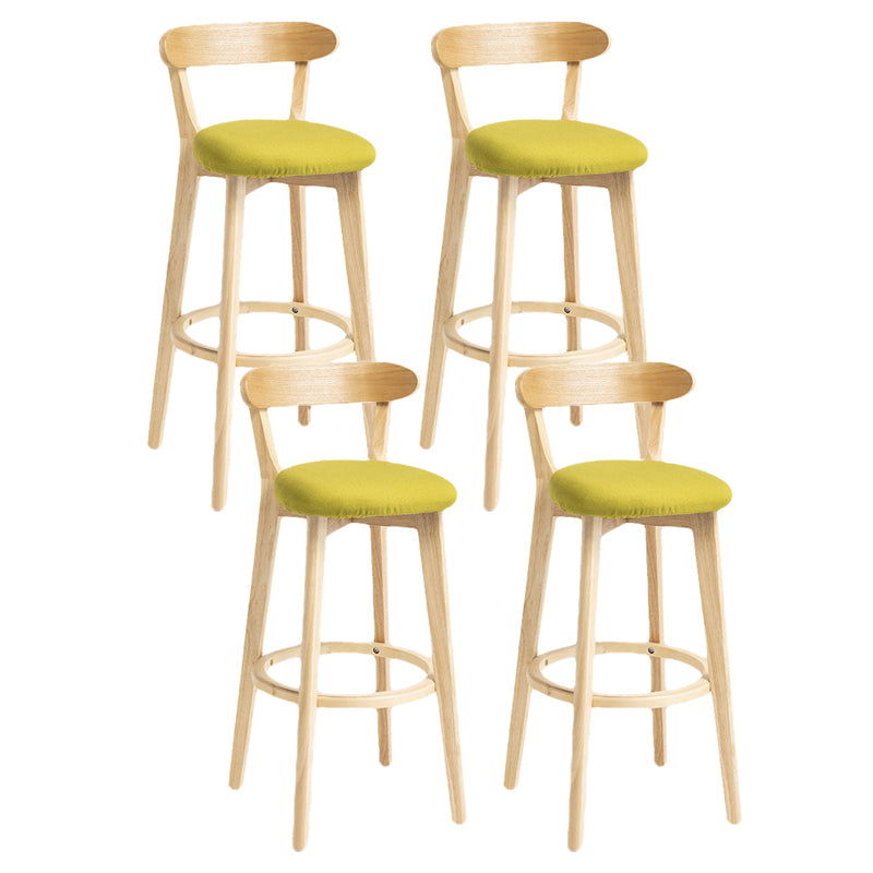 Scandinavian Rubberwood Home Stool Matte Finish Upholstered Bar Stools