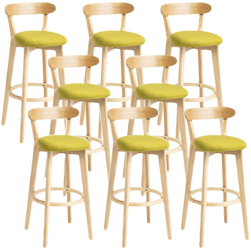 Scandinavian Rubberwood Home Stool Matte Finish Upholstered Bar Stools