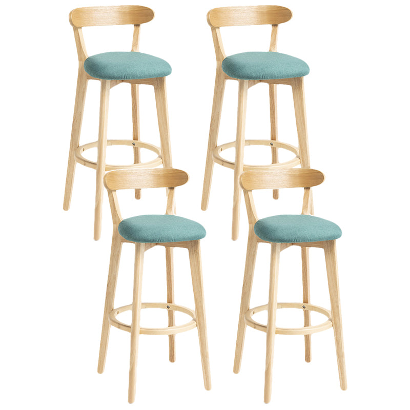 Scandinavian Rubberwood Home Stool Matte Finish Upholstered Bar Stools
