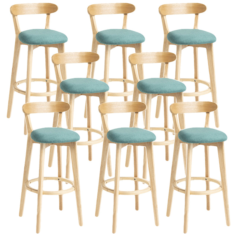 Scandinavian Rubberwood Home Stool Matte Finish Upholstered Bar Stools