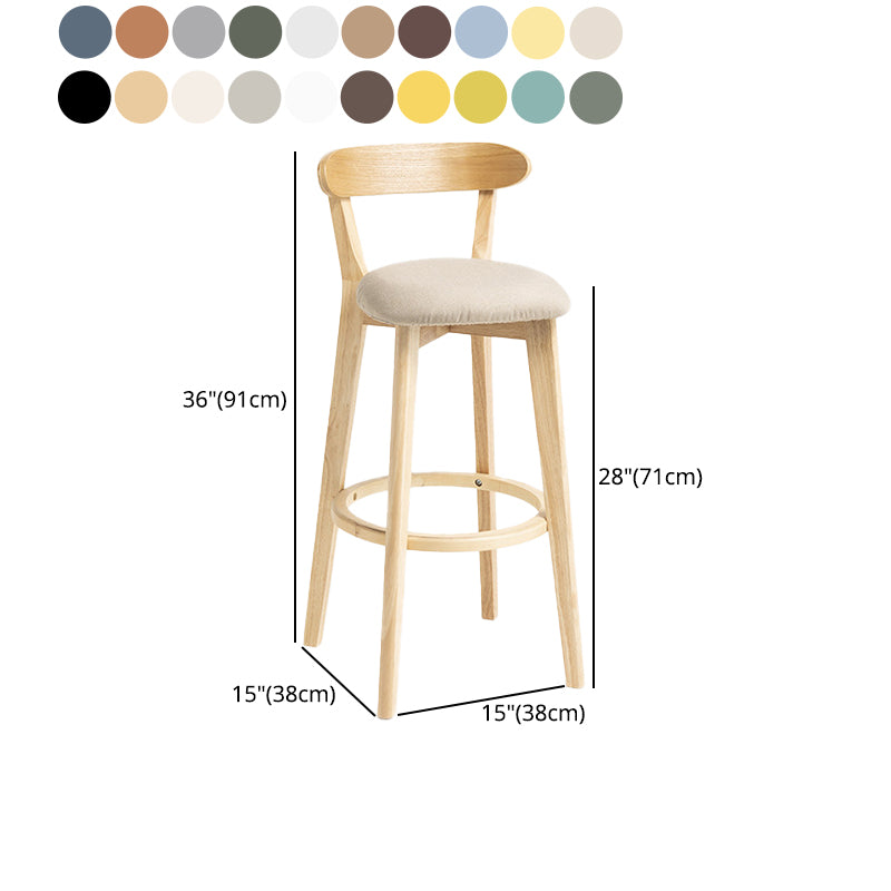 Scandinavian Rubberwood Home Stool Matte Finish Upholstered Bar Stools