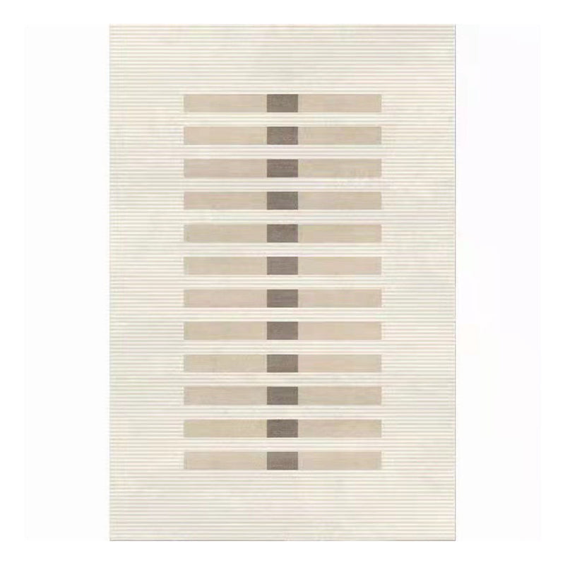 Apricot Striped Rug Polyester Casual Area Rug Non-Slip Backing Rug for Drawing Room