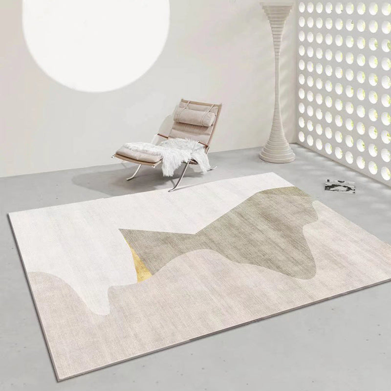 Brown Stripe Rug Polyester Modern Rug Stain Resistant Rug for Living Room