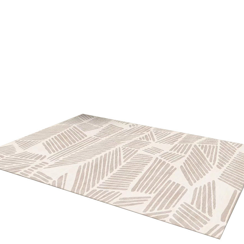 Brown Stripe Rug Polyester Modern Rug Stain Resistant Rug for Living Room