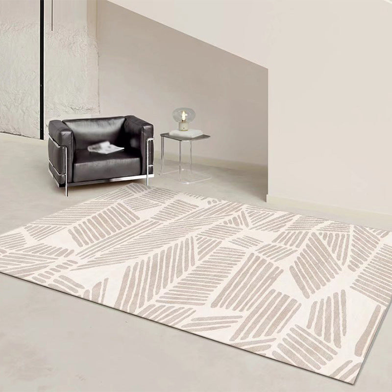 Brown Stripe Rug Polyester Modern Rug Stain Resistant Rug for Living Room