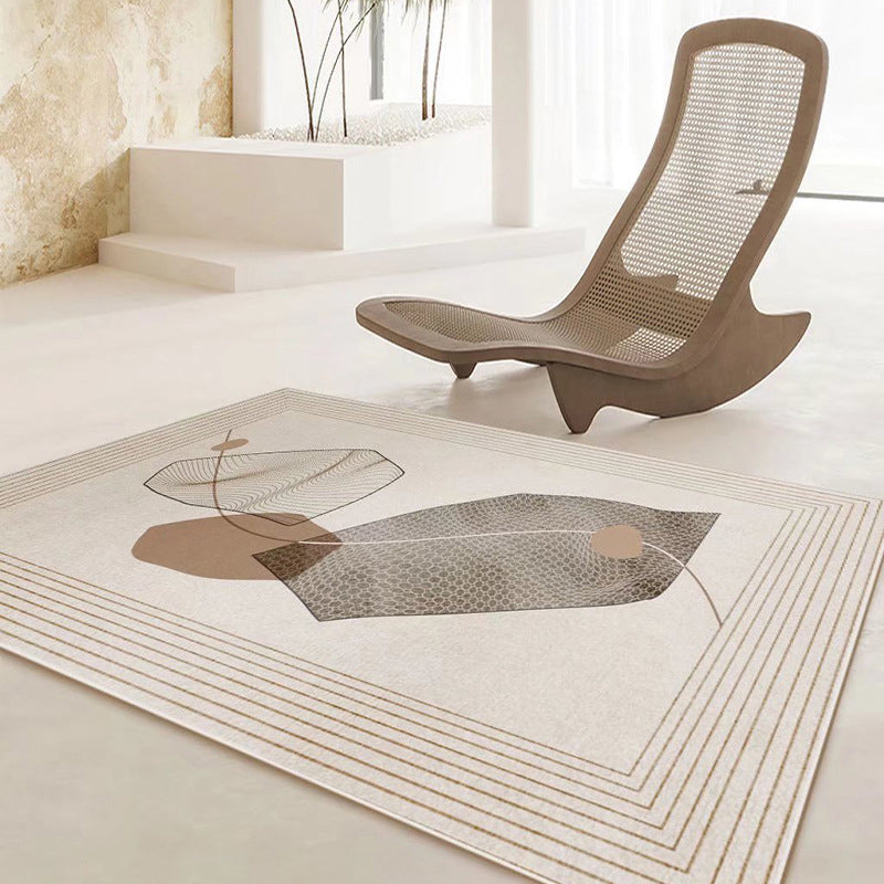 Brown Stripe Rug Polyester Modern Rug Stain Resistant Rug for Living Room
