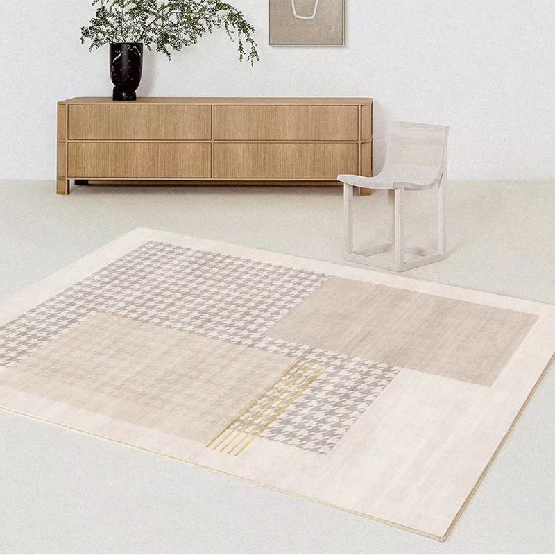 Brown Stripe Rug Polyester Modern Rug Stain Resistant Rug for Living Room