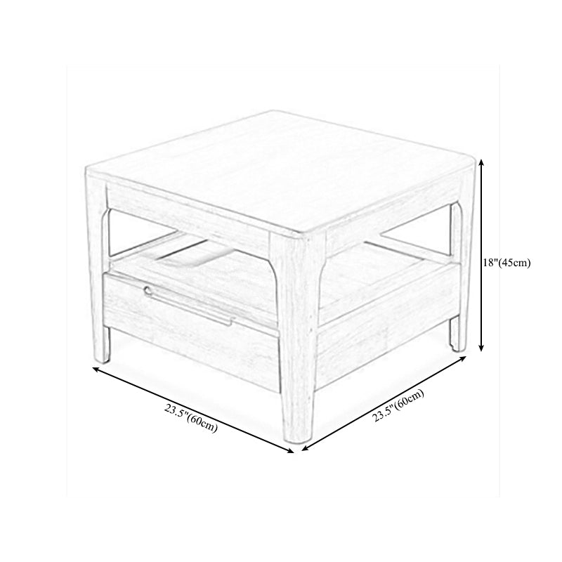 Modern Wooden 4 Legs Coffee Table with Storage Rectangular Cocktail Table in Oak/Walnut
