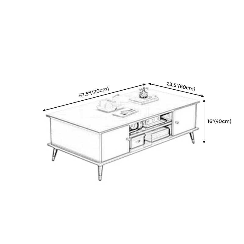 Rectangle White and Grey Modern Coffee Table with Four Legs for Living Room