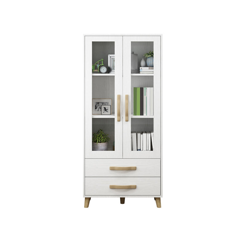 Modern Style Standard Bookcase Closed Back Bookshelf with Drawer Storage