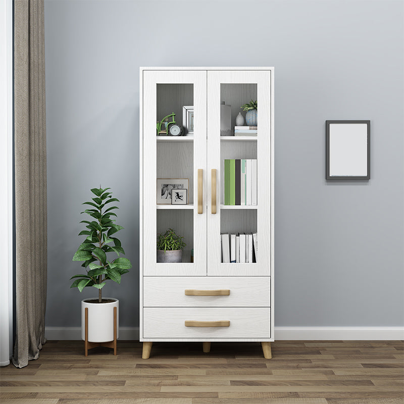 Modern Style Standard Bookcase Closed Back Bookshelf with Drawer Storage