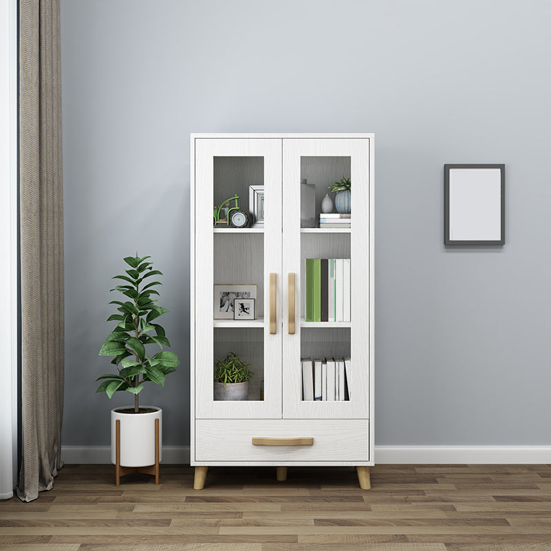 Modern Style Standard Bookcase Closed Back Bookshelf with Drawer Storage