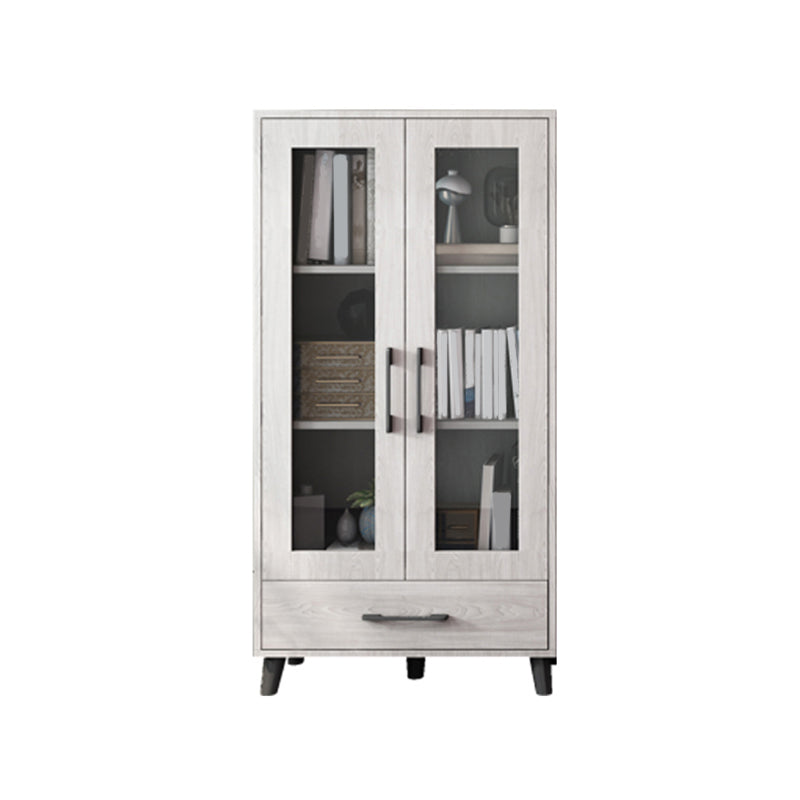 Modern Style Standard Bookcase Closed Back Bookshelf with Drawer Storage