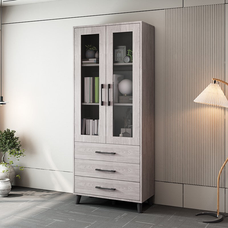 Modern Style Standard Bookcase Closed Back Bookshelf with Drawer Storage