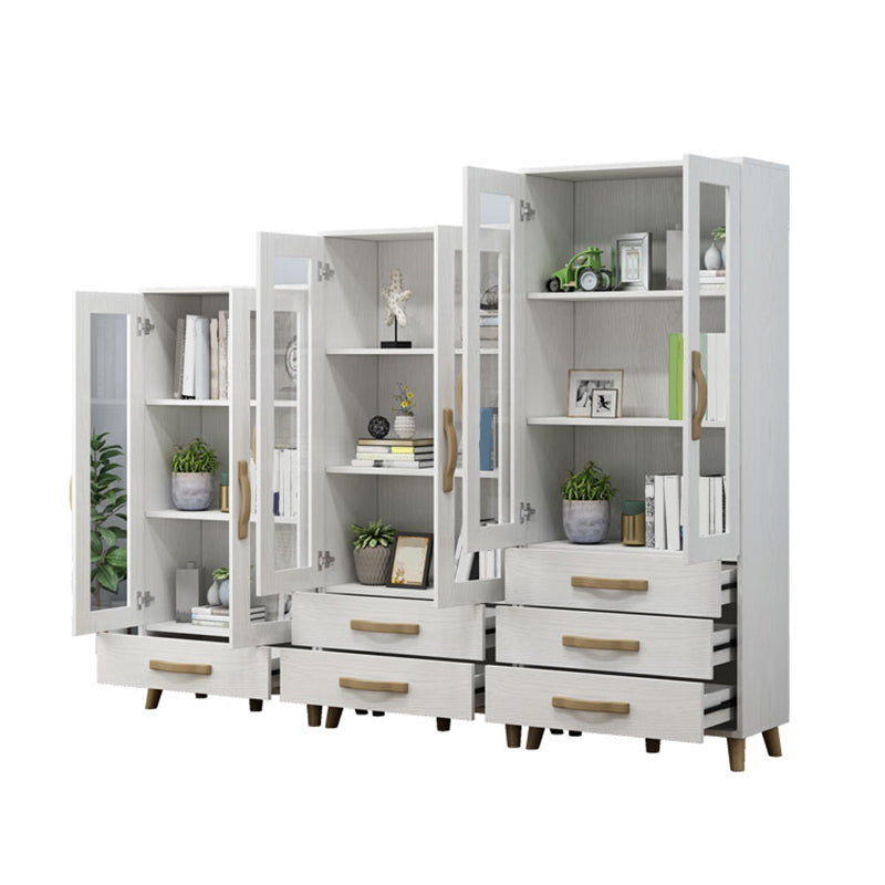 Modern Style Standard Bookcase Closed Back Bookshelf with Drawer Storage