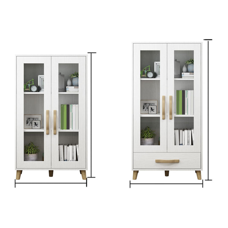 Modern Style Standard Bookcase Closed Back Bookshelf with Drawer Storage