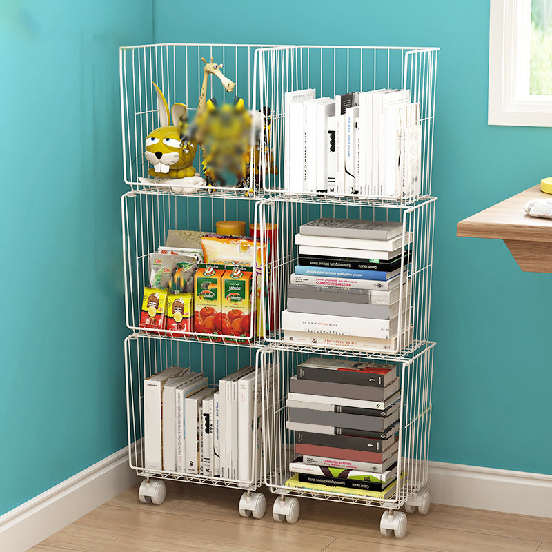 Industrial Iron Closed Back Bookshelf Black and White Bookcase for Home