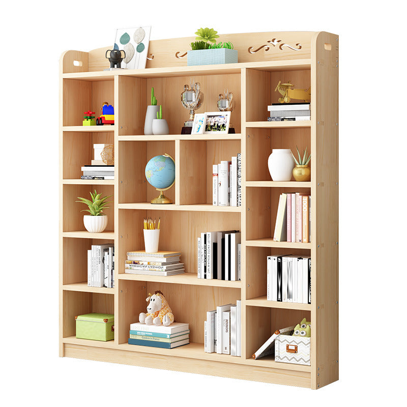 Scandinavian Natural Standard Bookshelf Pine Wood Vertical Bookcase