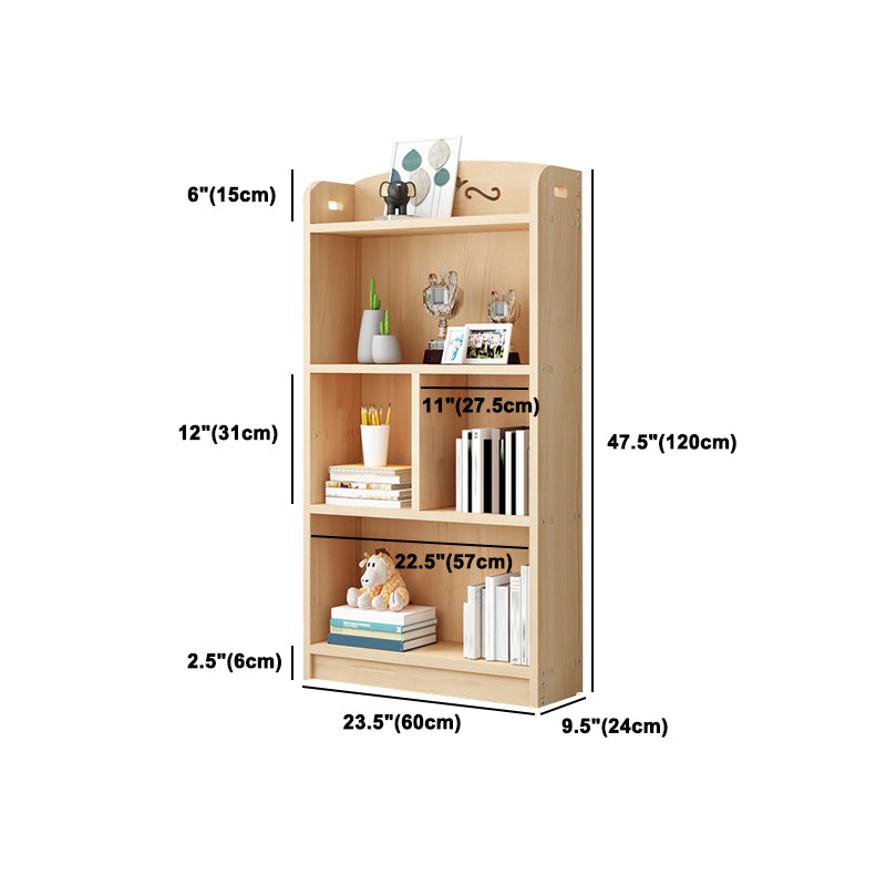 Scandinavian Natural Standard Bookshelf Pine Wood Vertical Bookcase