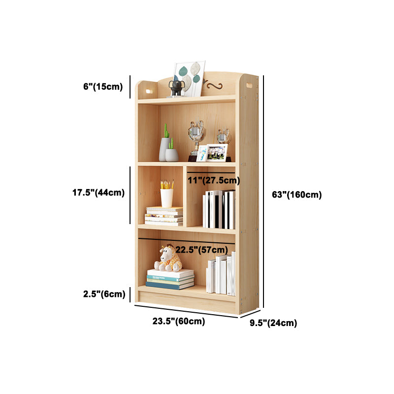Scandinavian Natural Standard Bookshelf Pine Wood Vertical Bookcase