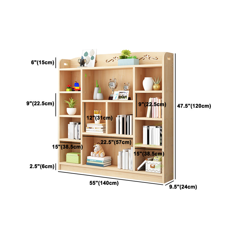 Scandinavian Natural Standard Bookshelf Pine Wood Vertical Bookcase