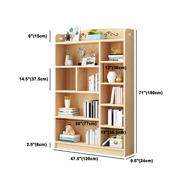 Scandinavian Natural Standard Bookshelf Pine Wood Vertical Bookcase