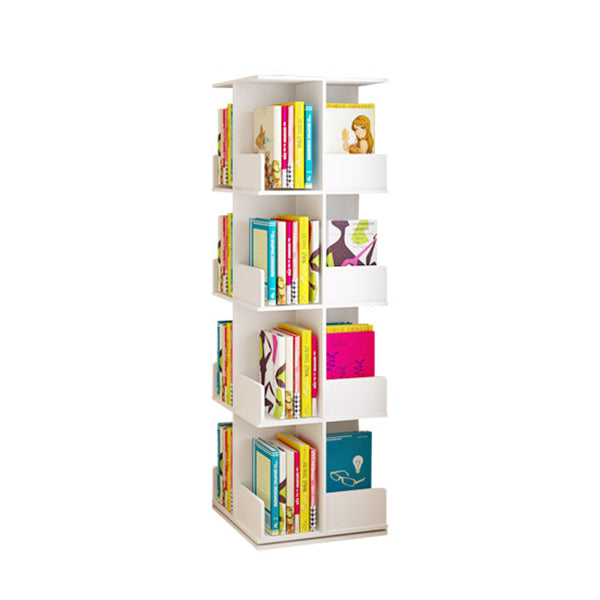 Contemporary Style Bookshelf Rotatable White Bookcase for Home and Office