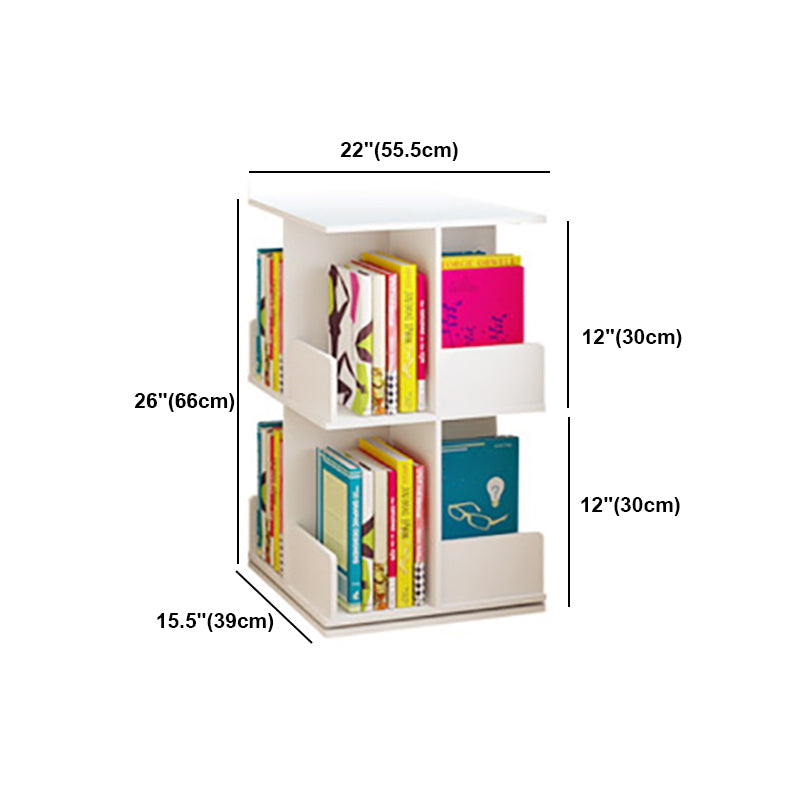 Contemporary Style Bookshelf Rotatable White Bookcase for Home and Office