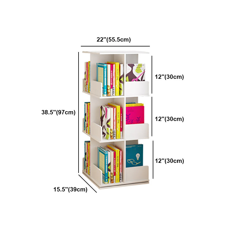 Contemporary Style Bookshelf Rotatable White Bookcase for Home and Office