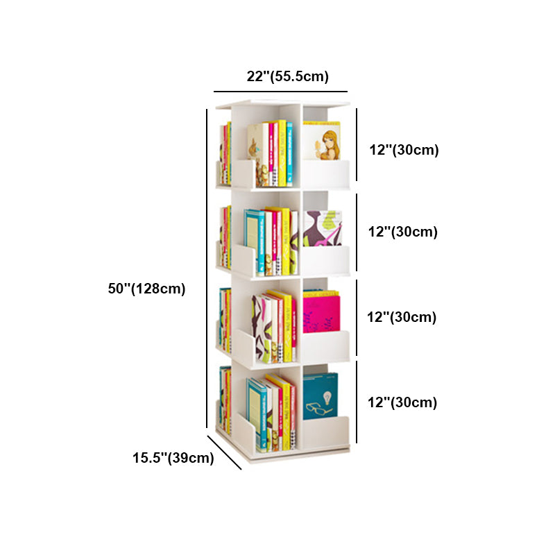 Contemporary Style Bookshelf Rotatable White Bookcase for Home and Office