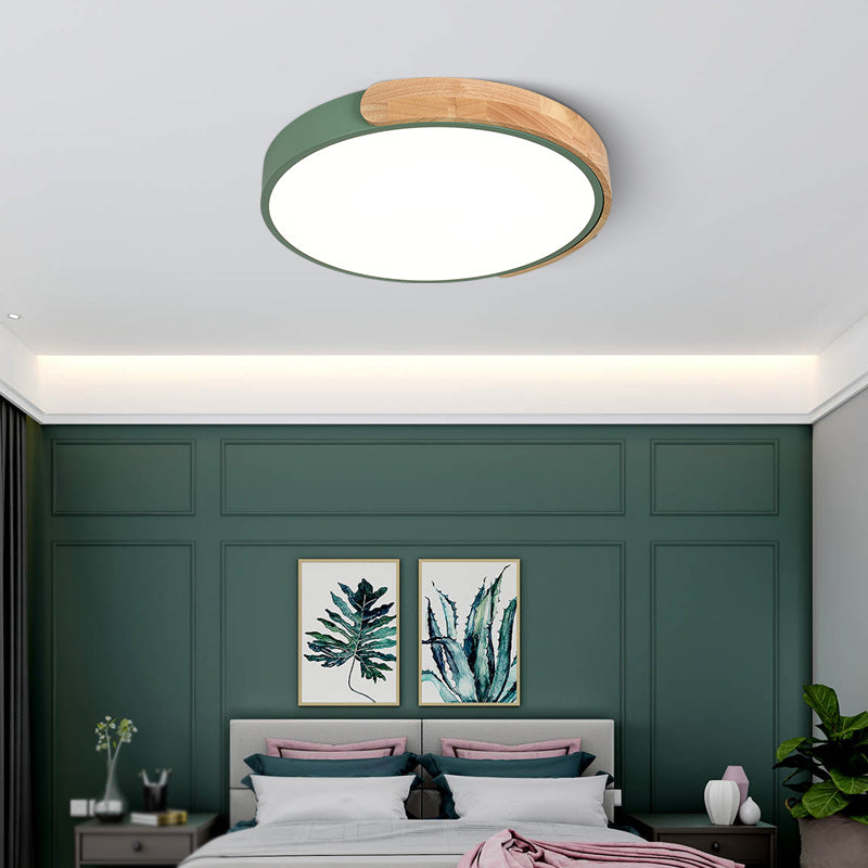 Metal Round Flush Ceiling Light Nordic Macaron Style 1 Light Flush Mount Lighting