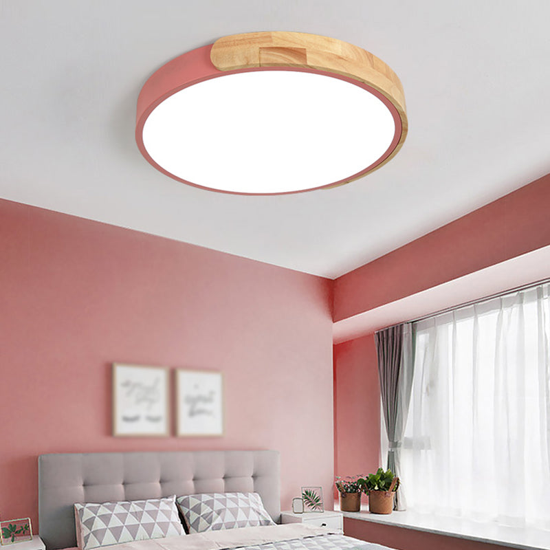 Metal Round Flush Ceiling Light Nordic Macaron Style 1 Light Flush Mount Lighting