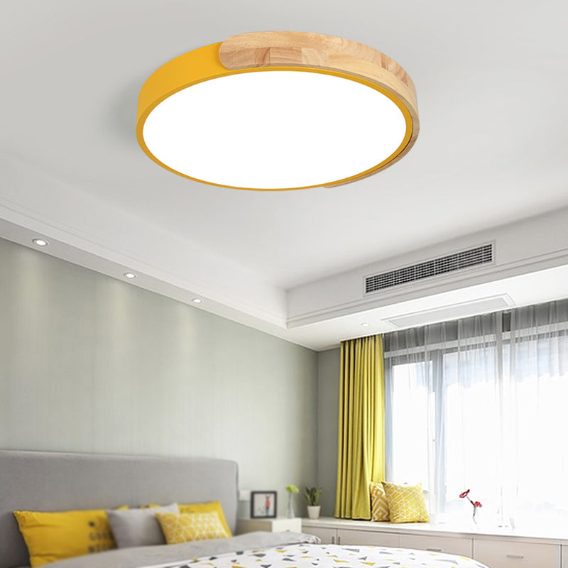 Metal Round Flush Ceiling Light Nordic Macaron Style 1 Light Flush Mount Lighting