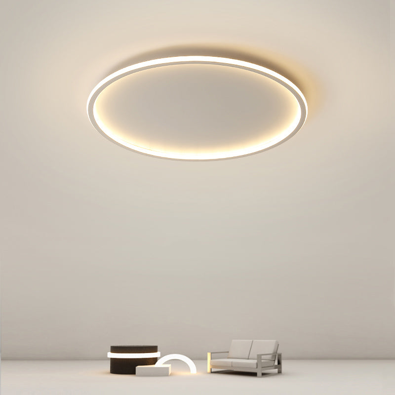 Lámpara de techo empotrada de forma redonda de metal, iluminación empotrada de 1 luz de estilo moderno en blanco