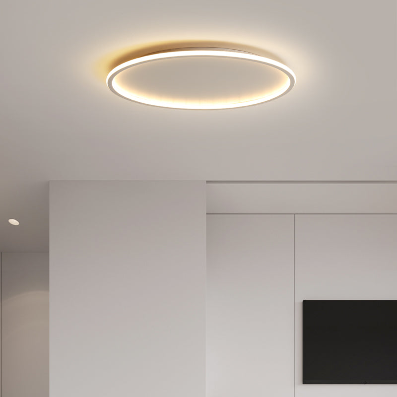 Lámpara de techo empotrada de forma redonda de metal, iluminación empotrada de 1 luz de estilo moderno en blanco
