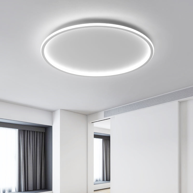 Lámpara de techo empotrada de forma redonda de metal, iluminación empotrada de 1 luz de estilo moderno en blanco