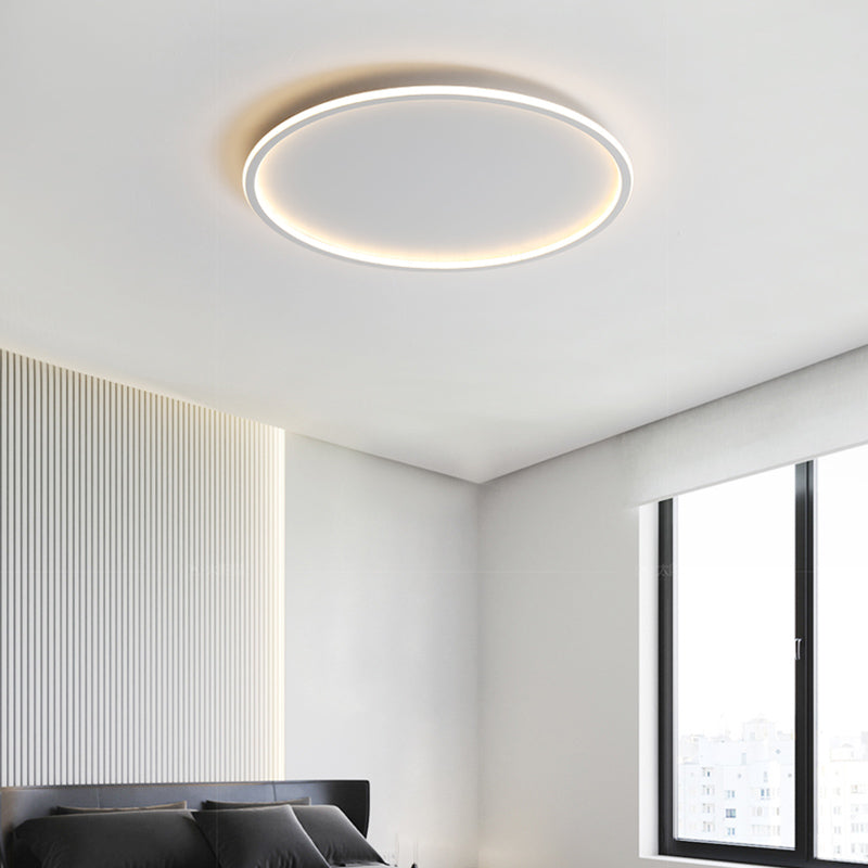 Lámpara de techo empotrada de forma redonda de metal, iluminación empotrada de 1 luz de estilo moderno en blanco