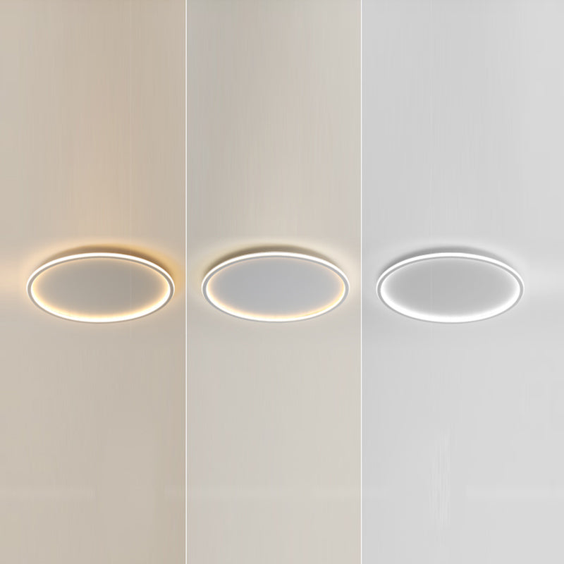 Lámpara de techo empotrada de forma redonda de metal, iluminación empotrada de 1 luz de estilo moderno en blanco
