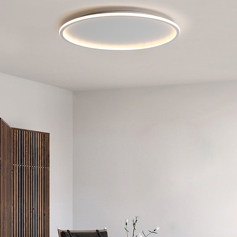 Lámpara de techo empotrada de forma redonda de metal, iluminación empotrada de 1 luz de estilo moderno en blanco