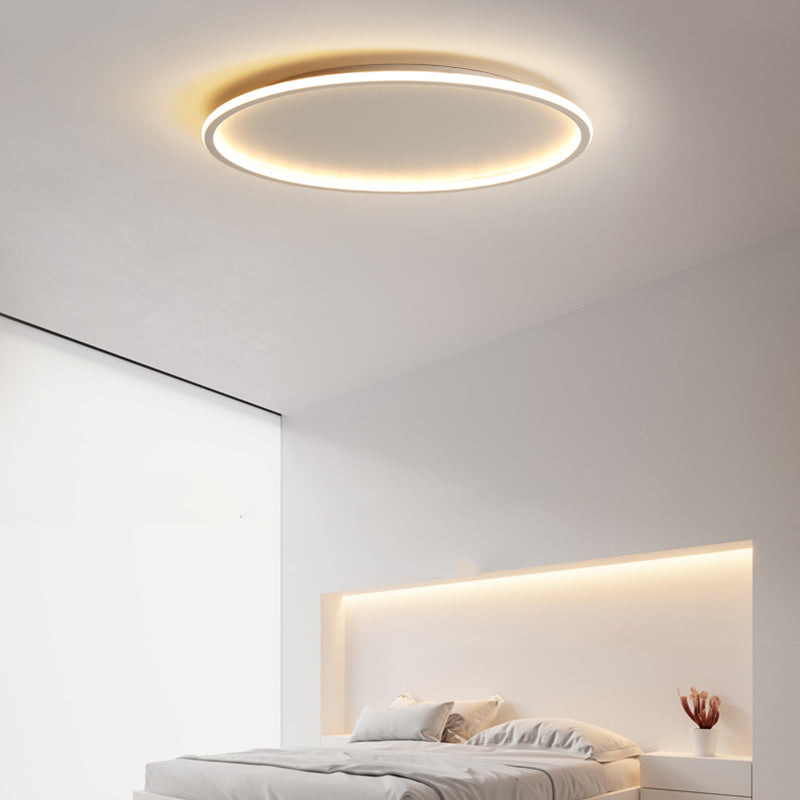 Lámpara de techo empotrada de forma redonda de metal, iluminación empotrada de 1 luz de estilo moderno en blanco