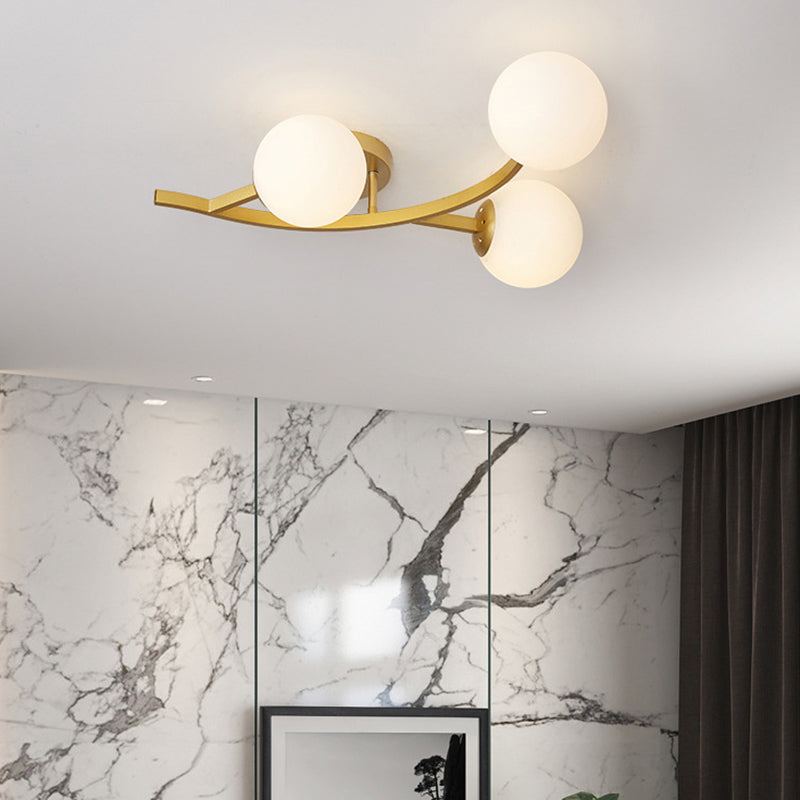 Sphere Glass Semi Mount Lighting Modern Style Ceiling Mounted Light