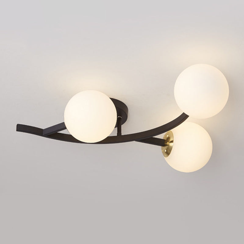 Sphere Glass Semi Mount Lighting Modern Style Ceiling Mounted Light