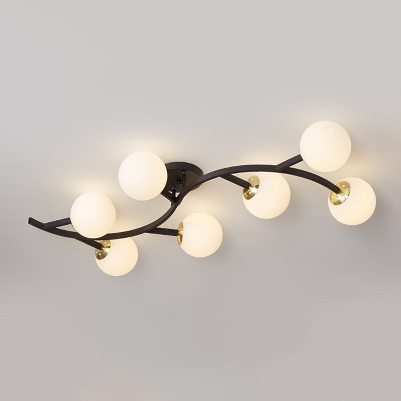 Sphere Glass Semi Mount Lighting Modern Style Ceiling Mounted Light