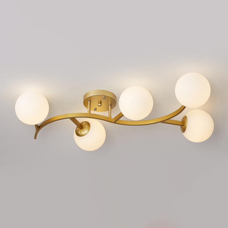 Sphere Glass Semi Mount Lighting Modern Style Ceiling Mounted Light