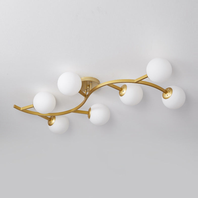 Sphere Glass Semi Mount Lighting Modern Style Ceiling Mounted Light