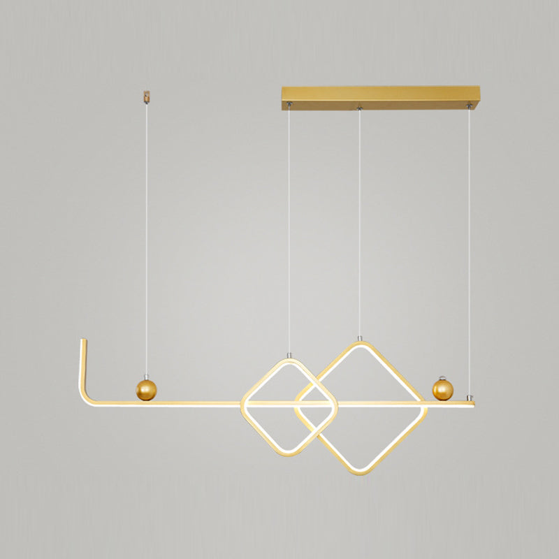 35.5" Wide Linear Island Light Nordic Metal LED Island Pendant for Living Room